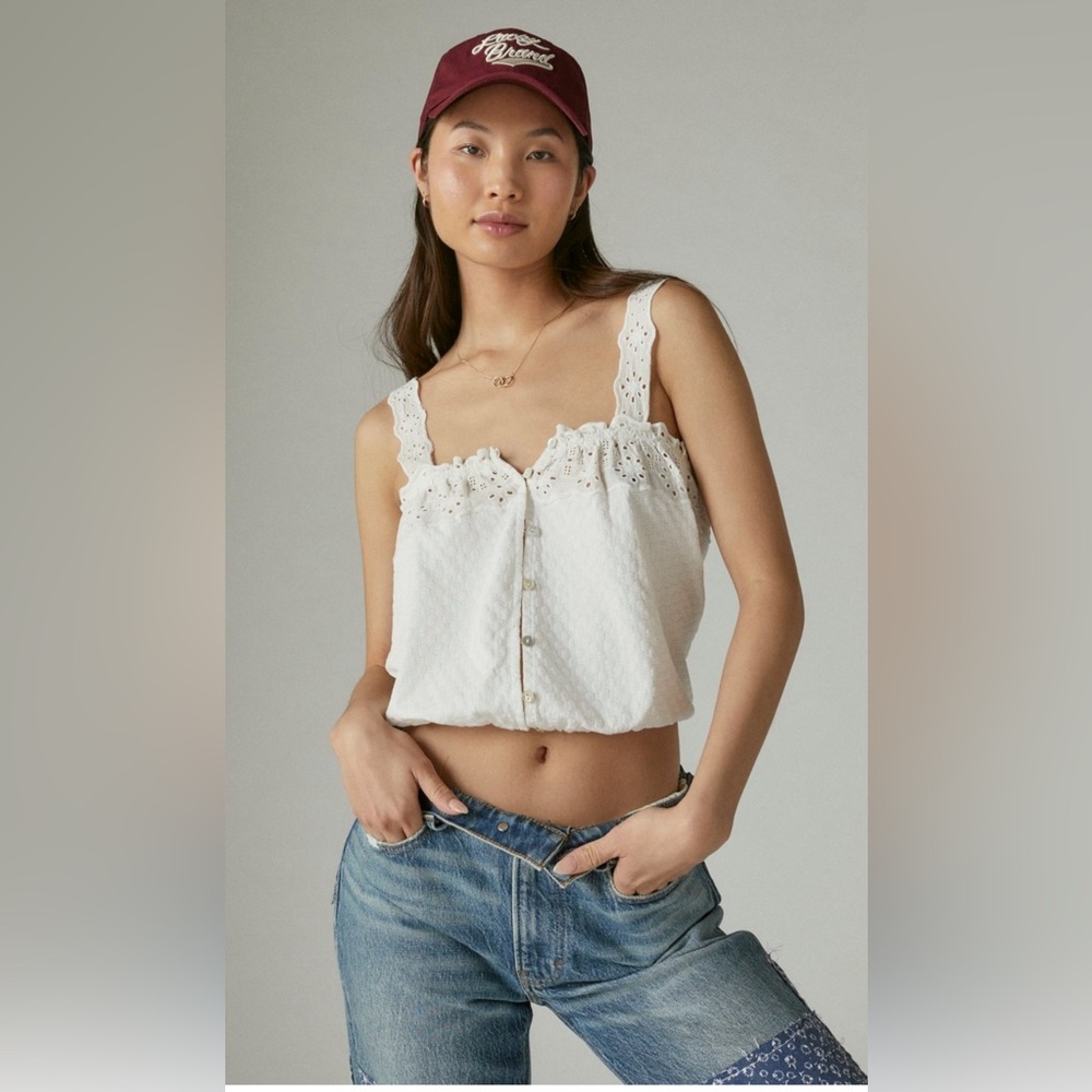 White Lace Trimmed Women's Top